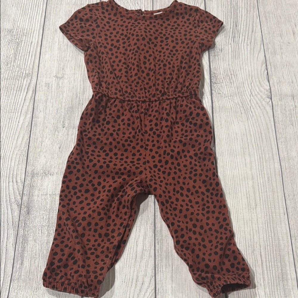Old Navy Baby Girls Brown Jumpsuit with Animal Print